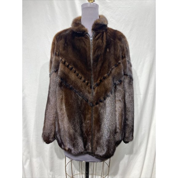 mahogany mink stroller natural bomber reversible brown leather (34291)